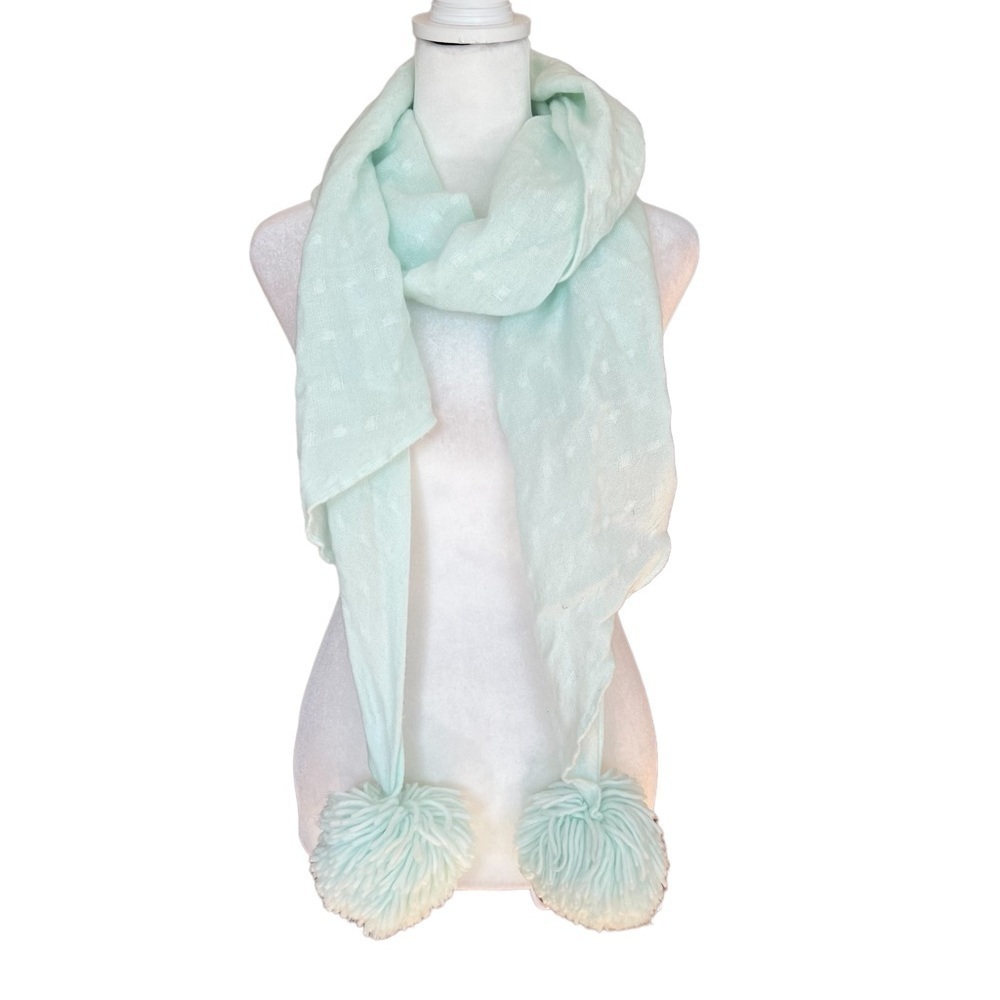JUICY COUTURE Mint Green Pom Pom Scarf